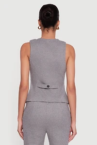 Button Front Houndstooth Blazer Vest