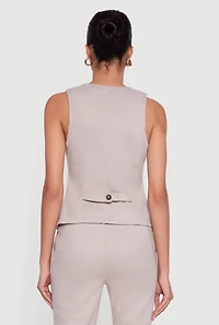 Womens Button Front Houndstooth Blazer Vest, S