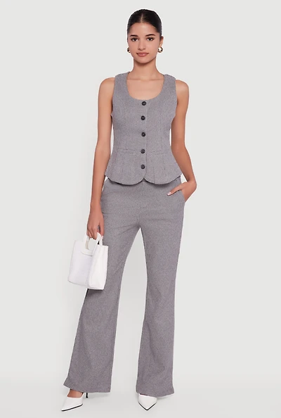 Womens Houndstooth Flare Leg Dress Pants,