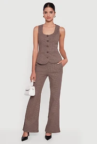 Houndstooth Flare Leg Dress Pants