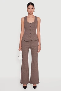 Houndstooth Flare Leg Dress Pants