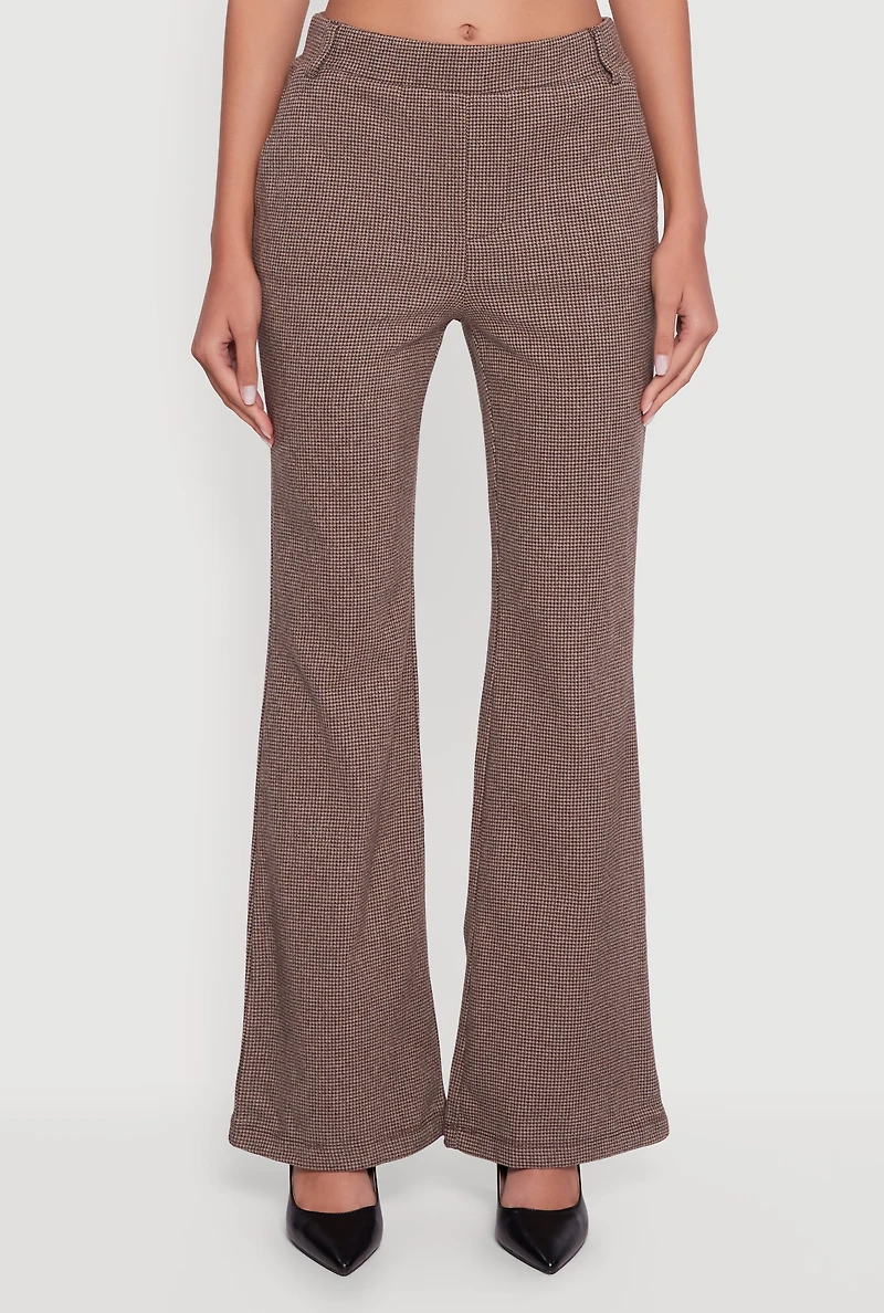 Houndstooth Flare Leg Dress Pants