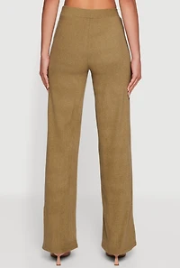 Brushed Knit High Waisted Wide Leg Pants