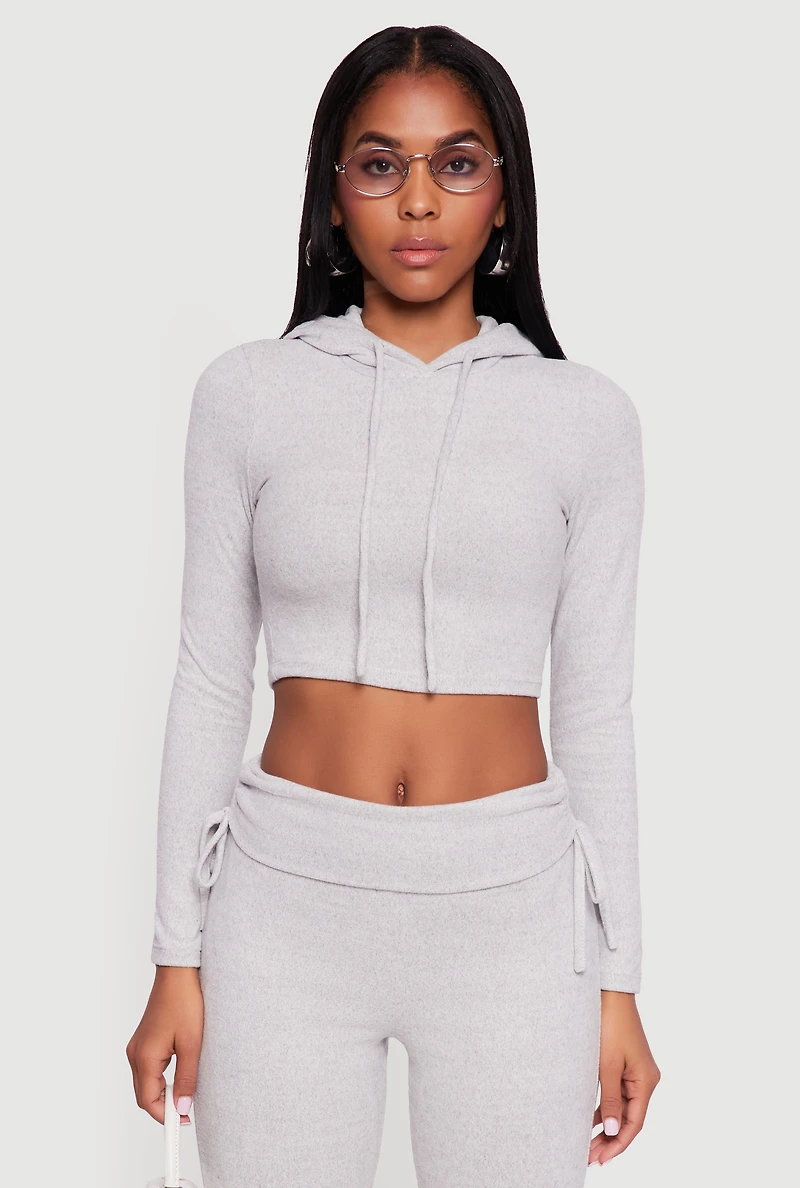 Long Sleeve Pullover Cropped Hoodie