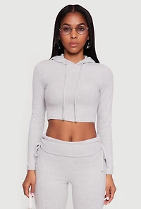 Long Sleeve Pullover Cropped Hoodie