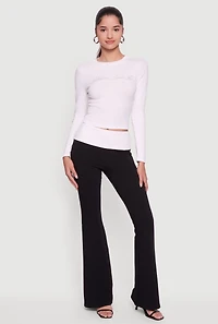 Contrast Fold Over Waistband Flared Pants