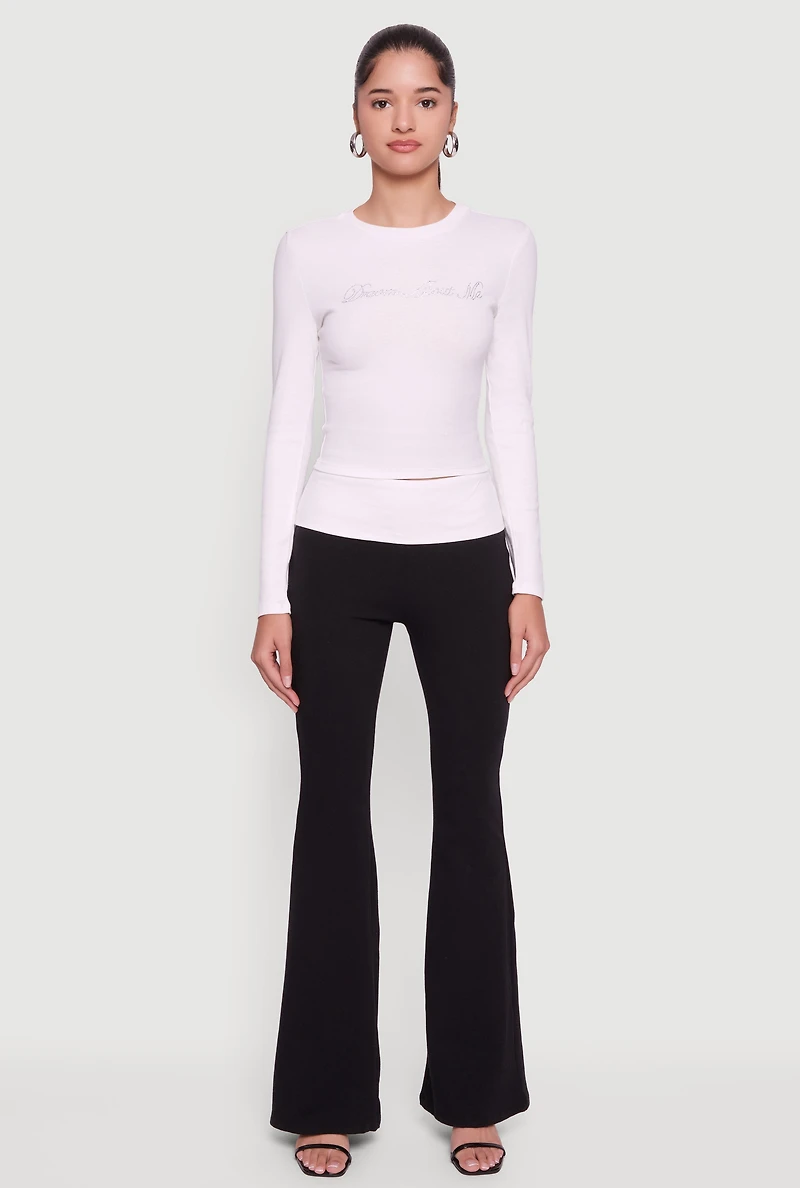 Contrast Fold Over Waistband Flared Pants