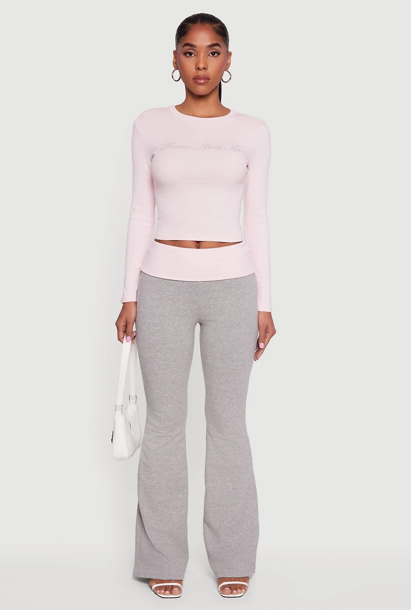 Contrast Fold Over Waistband Flared Pants