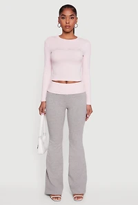 Contrast Fold Over Waistband Flared Pants