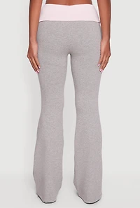 Contrast Fold Over Waistband Flared Pants