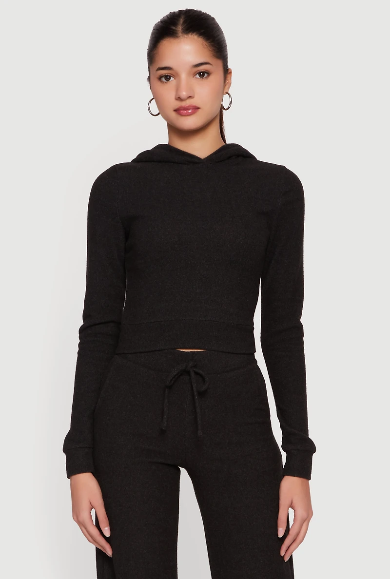 Brushed Knit Pullover Hoodie