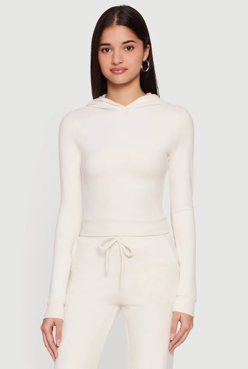 Brushed Knit Pullover Hoodie