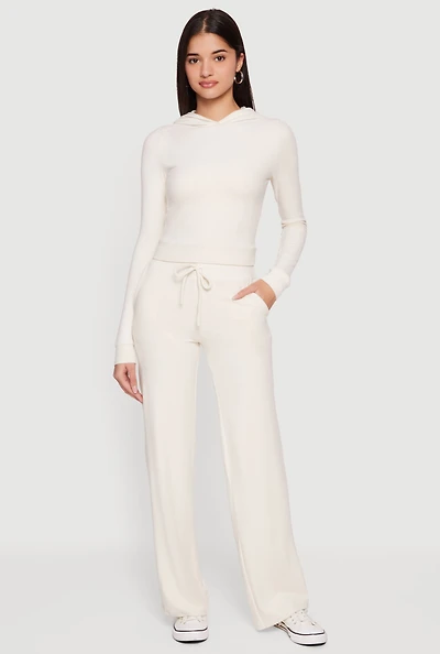 Brushed Knit Drawstring Waist Sweatpants