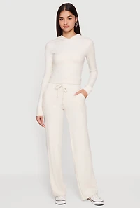 Brushed Knit Drawstring Waist Sweatpants