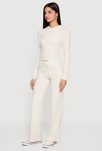 Brushed Knit Drawstring Waist Sweatpants