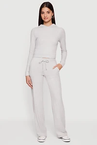 Brushed Knit Drawstring Waist Sweatpants