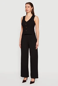 Textured Knit Button Front Vest