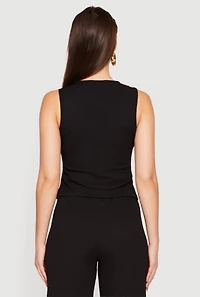 Textured Knit Button Front Vest