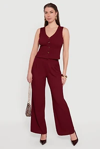 Textured Knit Button Front Vest