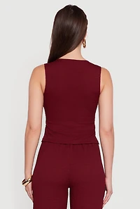 Textured Knit Button Front Vest