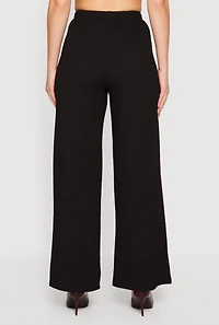 High Waisted Wide Leg Textured Knit Dress Pants