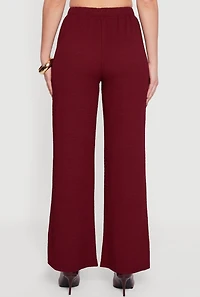 High Waisted Wide Leg Textured Knit Dress Pants