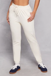 Womens Iris Basic Fleece Drawstring Sweatpants, White, Size L