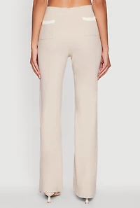 Brushed Knit Pintuck Pull On Flared Dress Pants