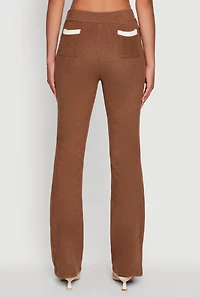 Womens Brushed Knit Pintuck Pull On Flared Dress Pants,