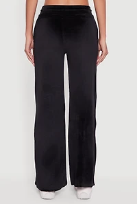 Womens Mid Rise Velour Wide Leg Sweatpants,
