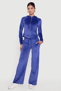 Mid Rise Velour Wide Leg Sweatpants