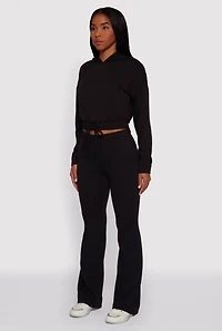 Womens Hooded Fleece Lined Drawstring Hem Sweatshirt,