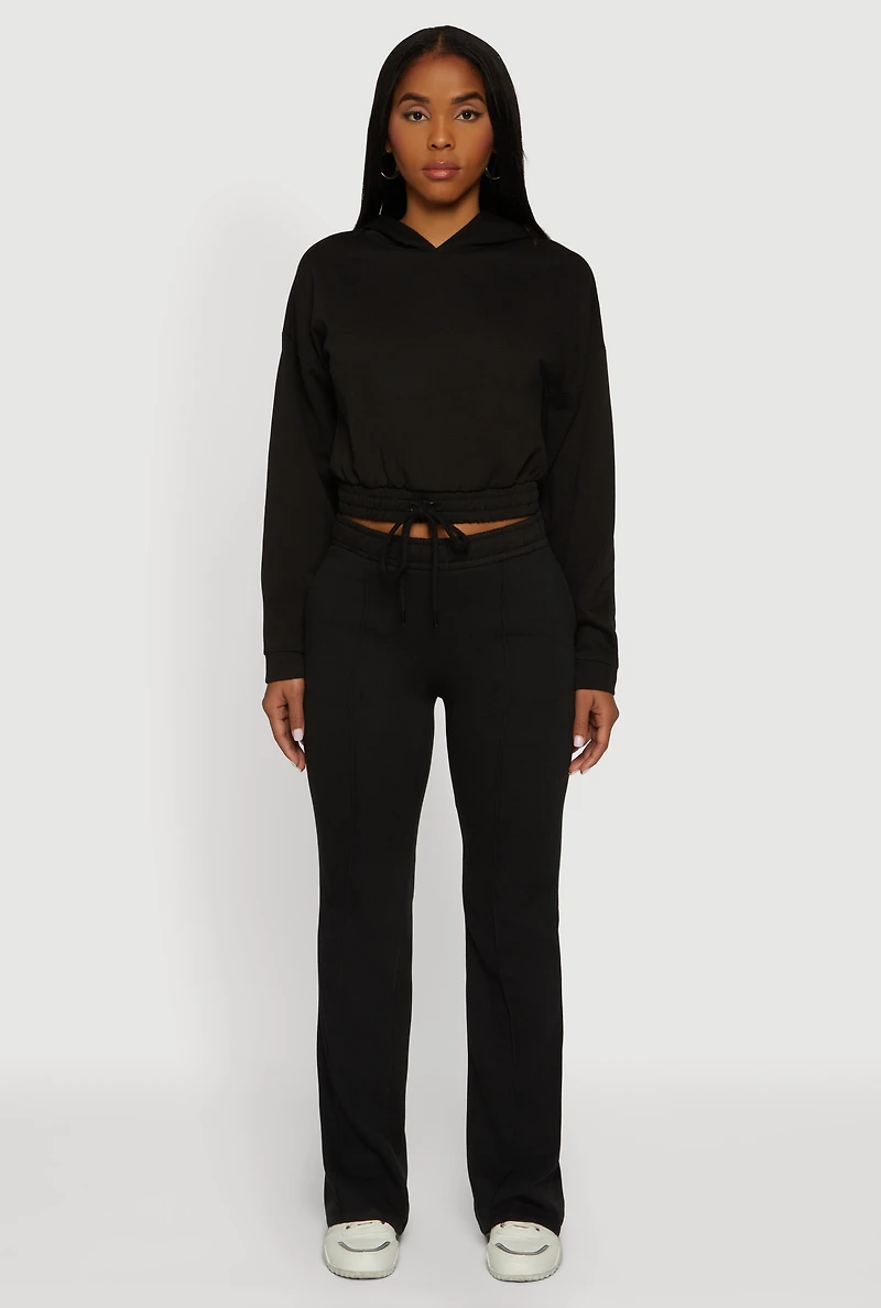 Womens High Waisted Flare Leg Fleece Lined Sweatpants,