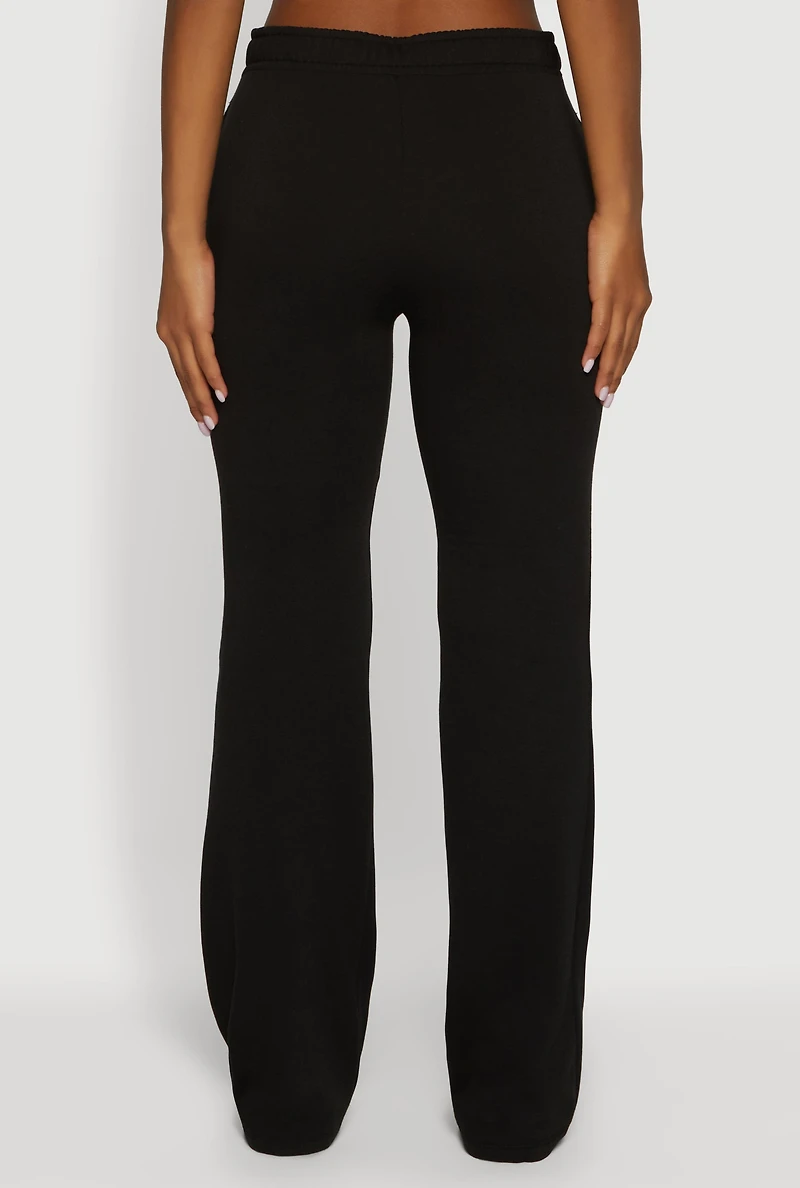 Womens High Waisted Flare Leg Fleece Lined Sweatpants,