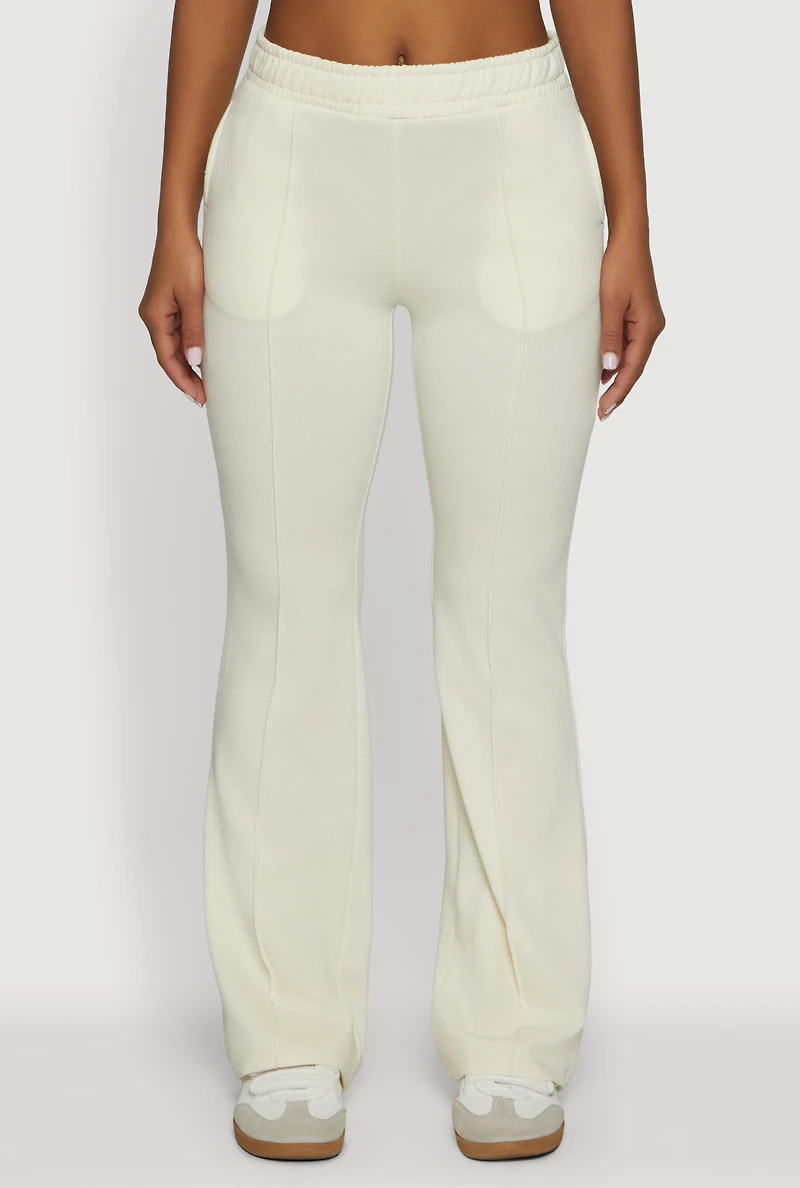 Womens High Waisted Flare Leg Fleece Lined Sweatpants, White, Size S