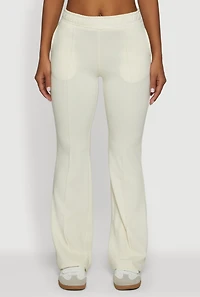 Womens High Waisted Flare Leg Fleece Lined Sweatpants, White, Size S