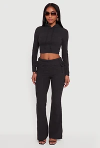 Ruched Fold Over Flare Pants