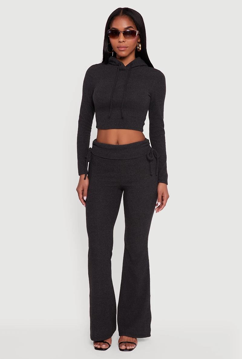 Ruched Fold Over Flare Pants