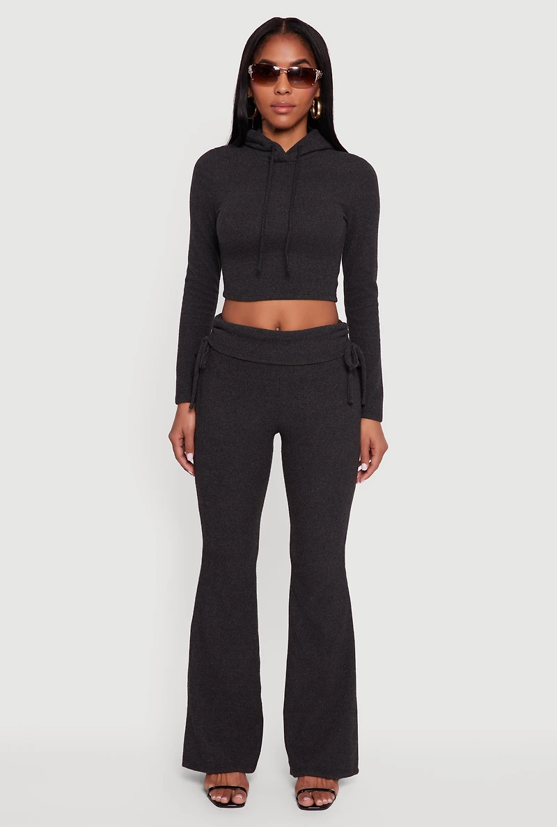 Ruched Fold Over Flare Pants