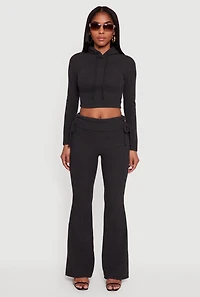 Ruched Fold Over Flare Pants