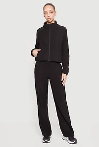 Raglan Sleeve Zip Front Mock Neck Track Jacket
