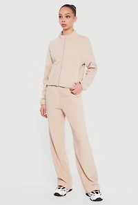 Raglan Sleeve Zip Front Mock Neck Track Jacket