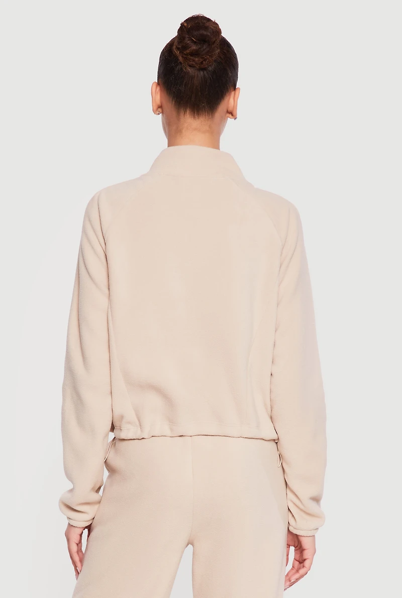 Raglan Sleeve Zip Front Mock Neck Track Jacket