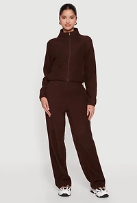 Raglan Sleeve Zip Front Mock Neck Track Jacket