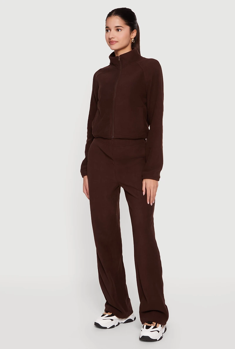 Raglan Sleeve Zip Front Mock Neck Track Jacket