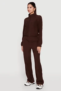 Raglan Sleeve Zip Front Mock Neck Track Jacket