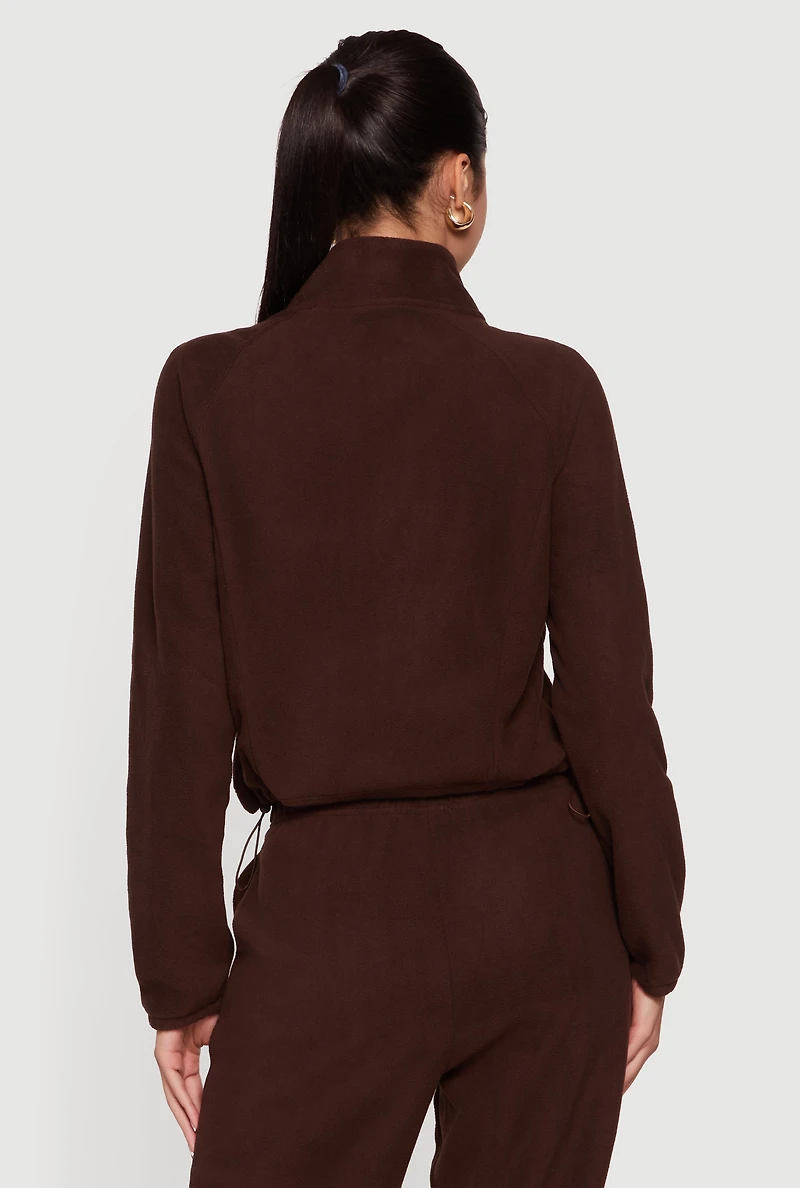 Raglan Sleeve Zip Front Mock Neck Track Jacket