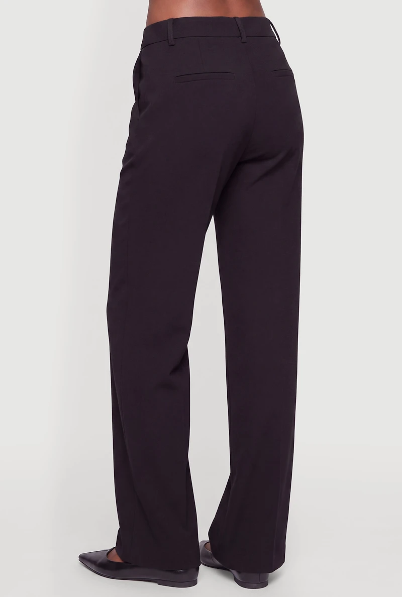 Crepe Knit Elastic Waist Pintuck Detail Dress Pants