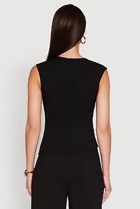 Womens Ribbed Knit Sleeveless Solid Top, Black, Size M