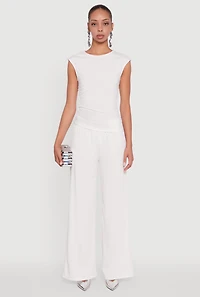 Womens Ribbed Knit Sleeveless Solid Top, White, Size M